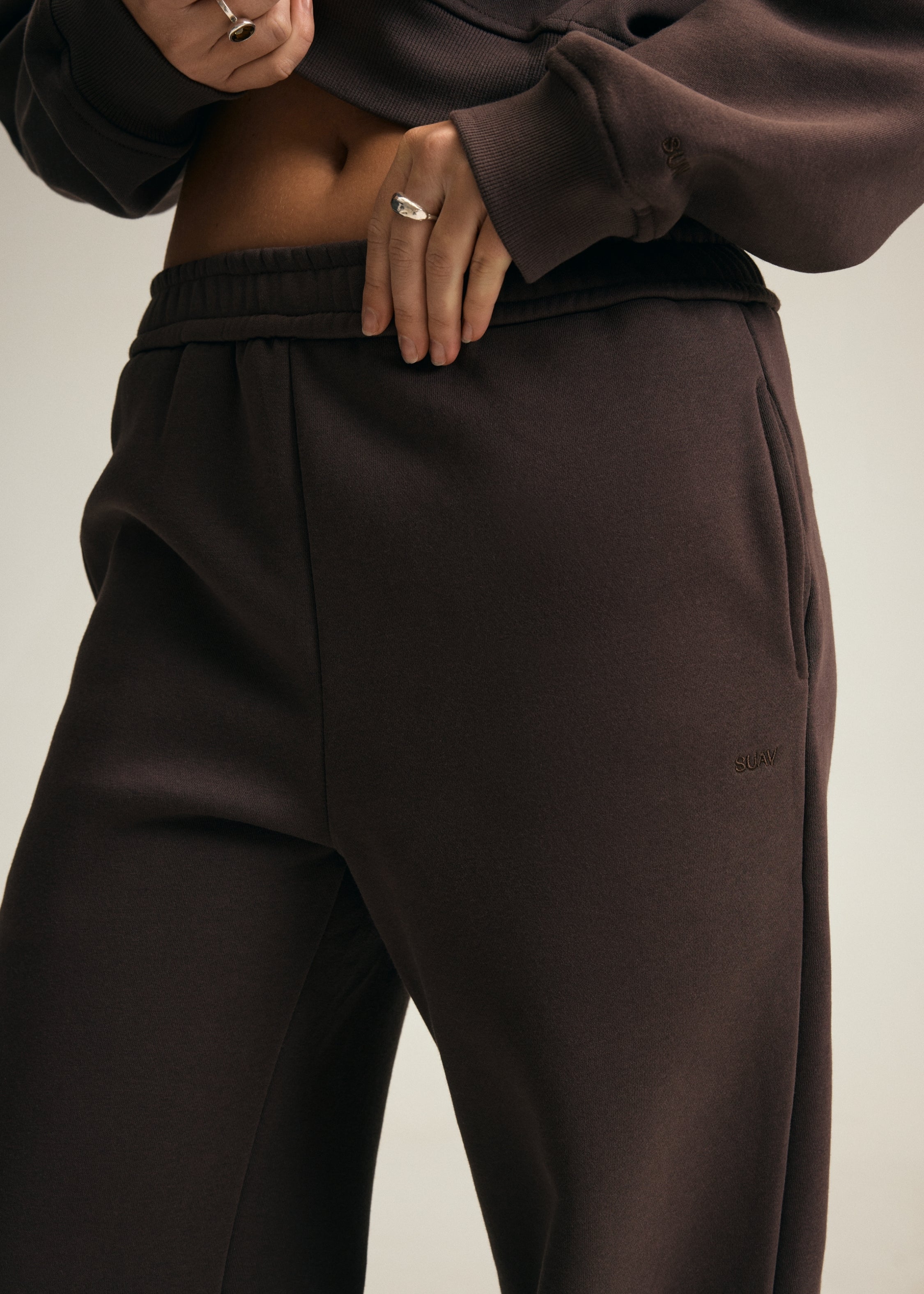 Cotton Fleece Straight Leg Sweatpant in Chocolate