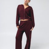 Wide Leg Pant in Black Cherry