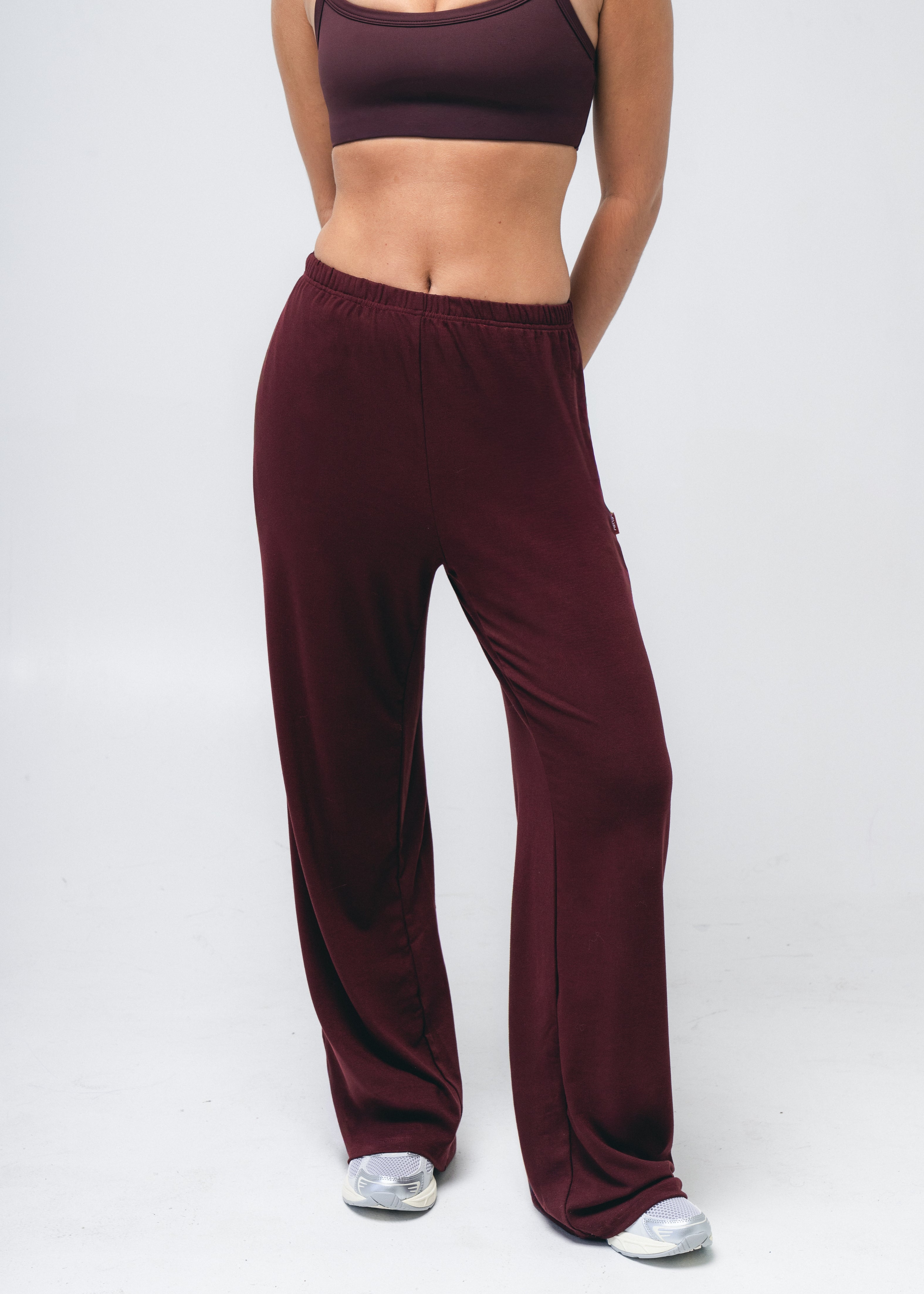 Wide Leg Pant in Black Cherry