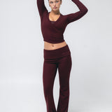 Foldover Pant in Black Cherry