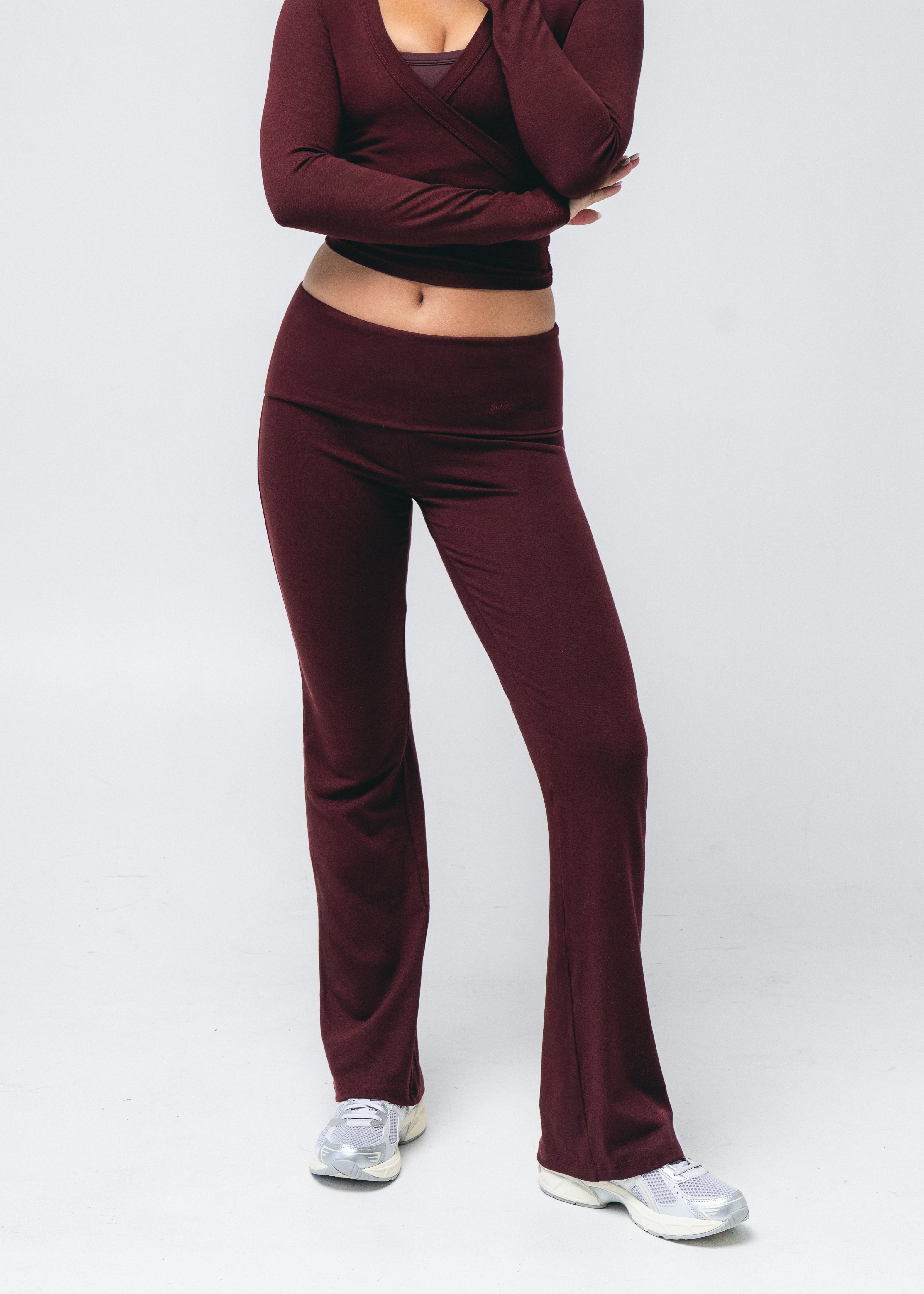 Foldover Pant in Black Cherry