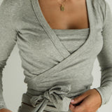 Ballet Wrap Top in Grey