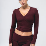 Ballet Wrap Top in Black Cherry