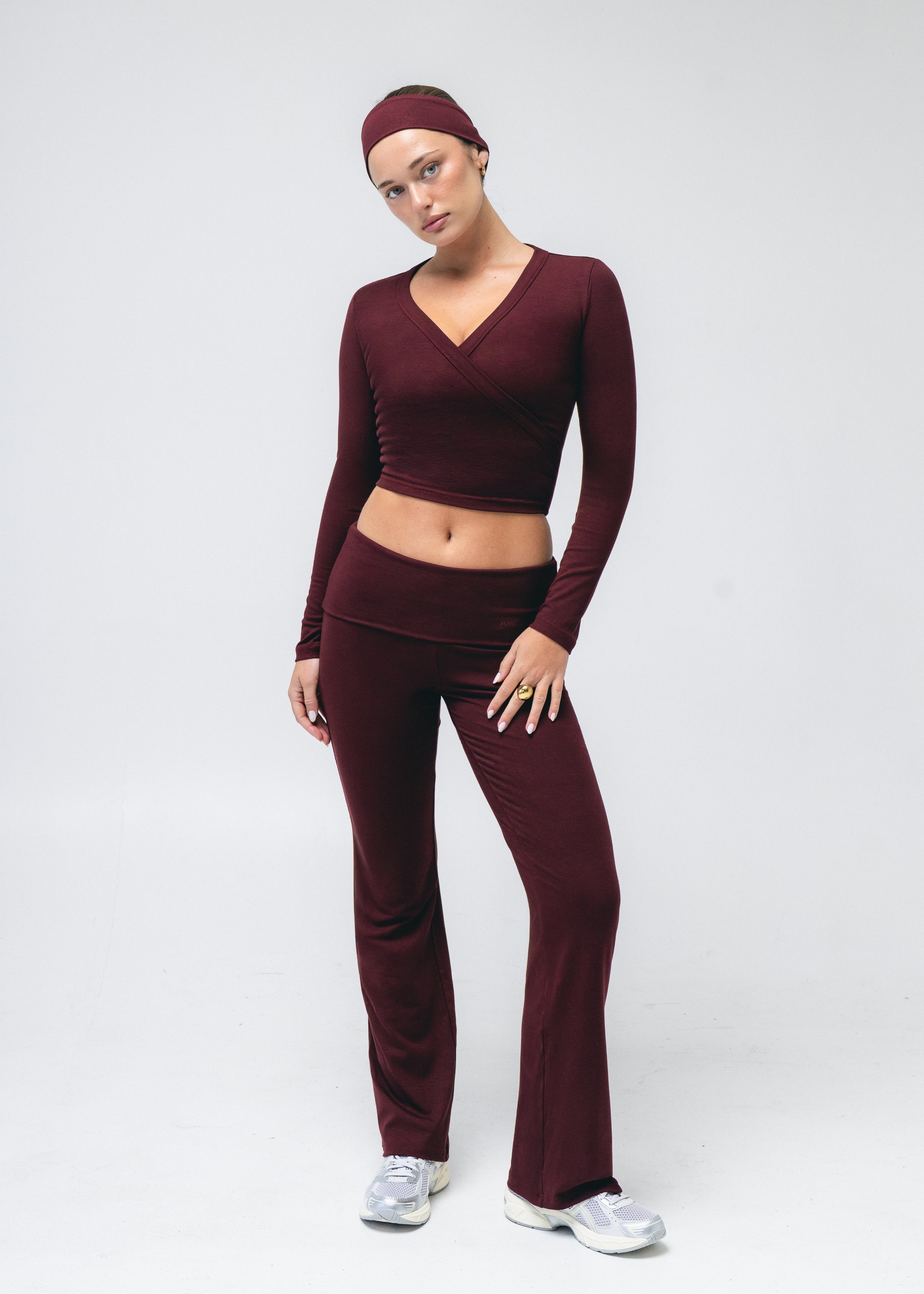 Ballet Wrap Top in Black Cherry