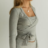 Ballet Wrap Top in Grey