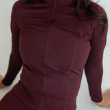 Sculpt Zip Up Jacket in Black Cherry