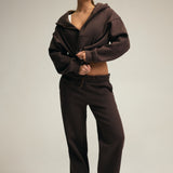 Cotton Fleece Straight Leg Sweatpant in Chocolate