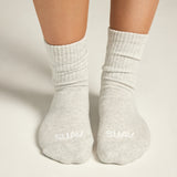 2 Pack Mini Crew Socks in Heather Grey