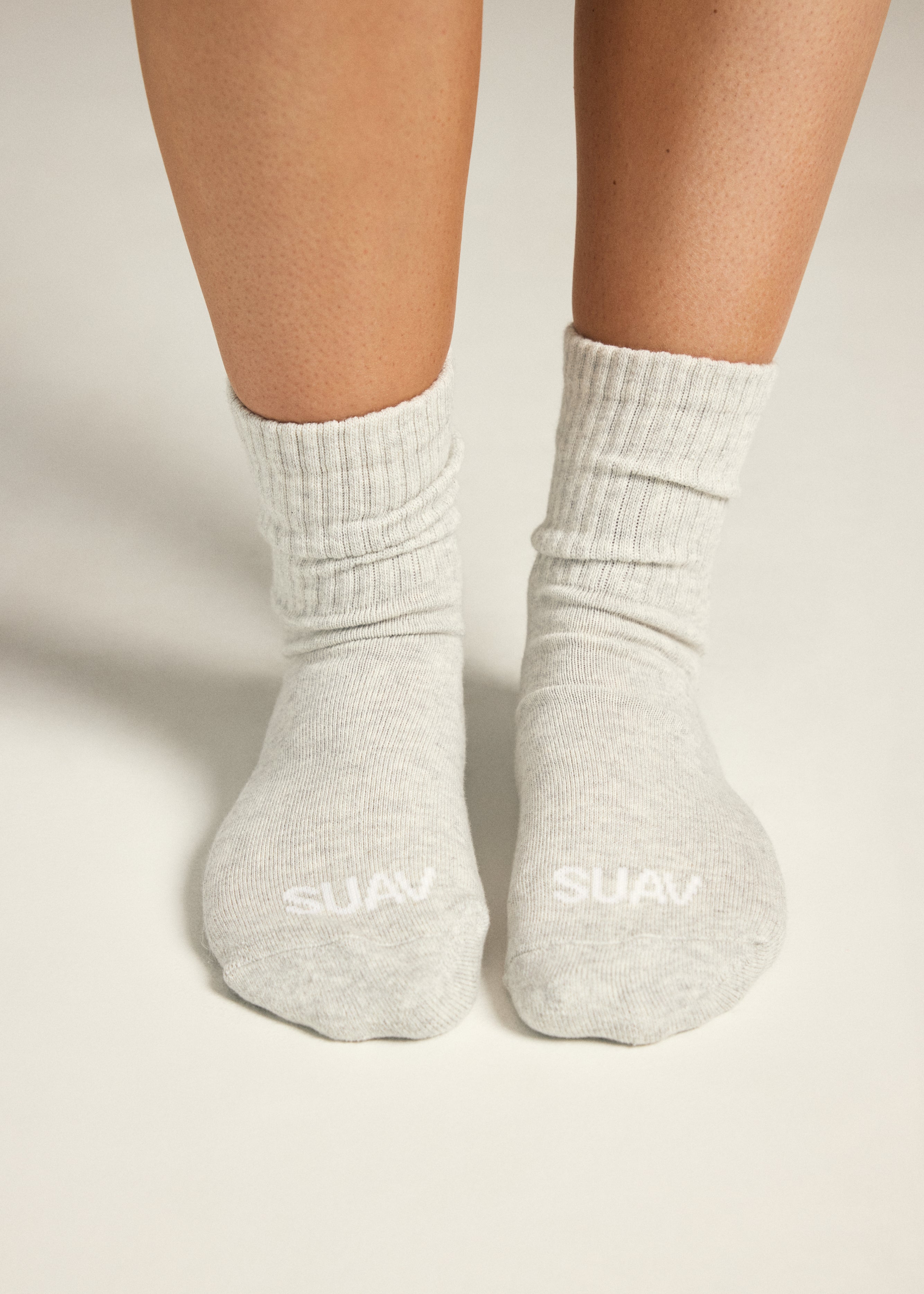 2 Pack Mini Crew Socks in Heather Grey